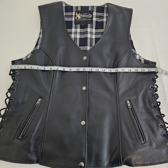 Xelement Unisex Black Leather Motorcycle Vest 4XL Conceal Carry Flannel Lined - Picture 8 of 16